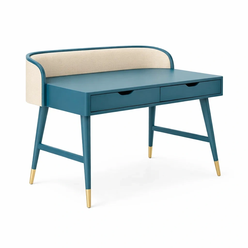 Scrivania blu petrolio con schienale tessile-rawlino