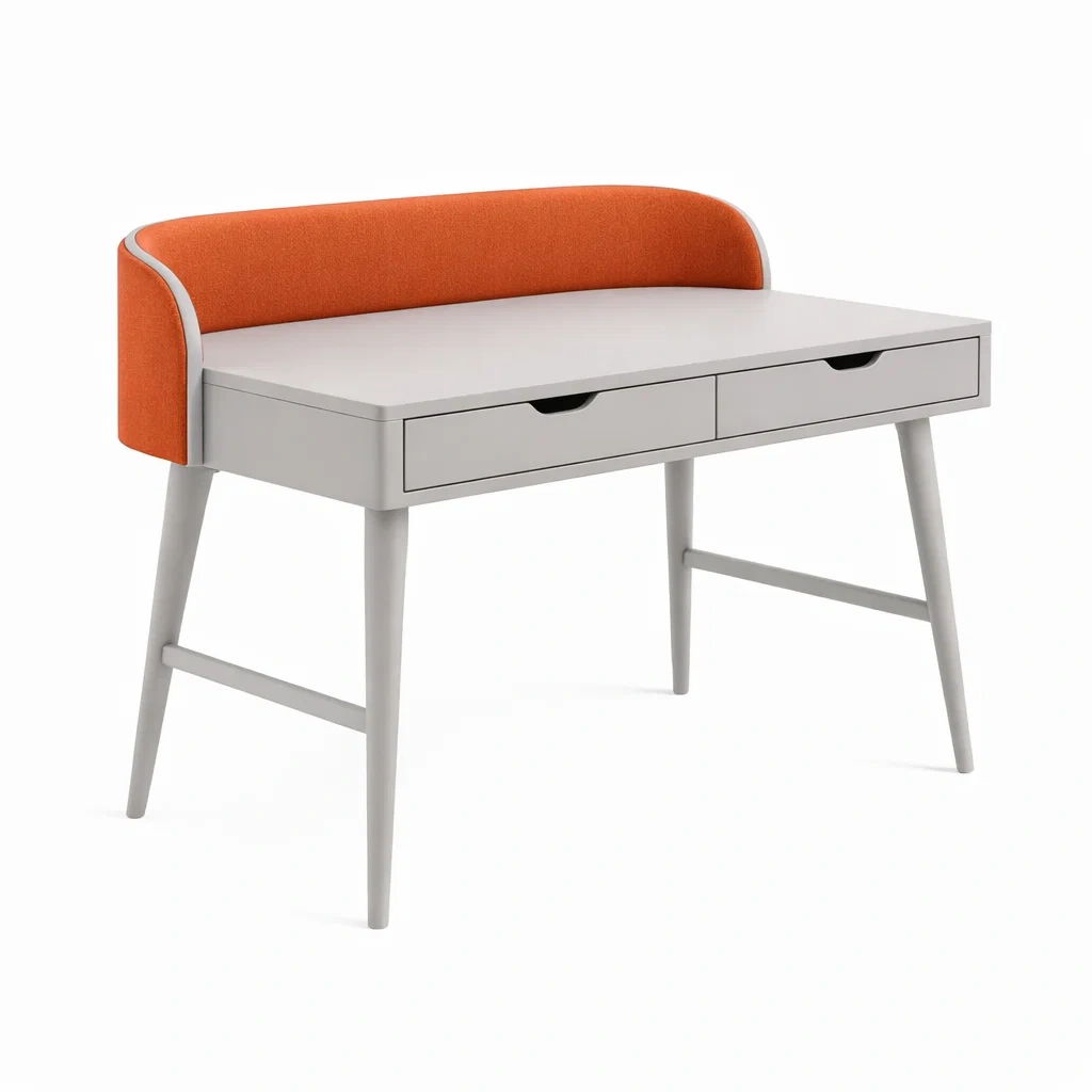 Scrivania grigio chiaro con schienale arancio-rawlino