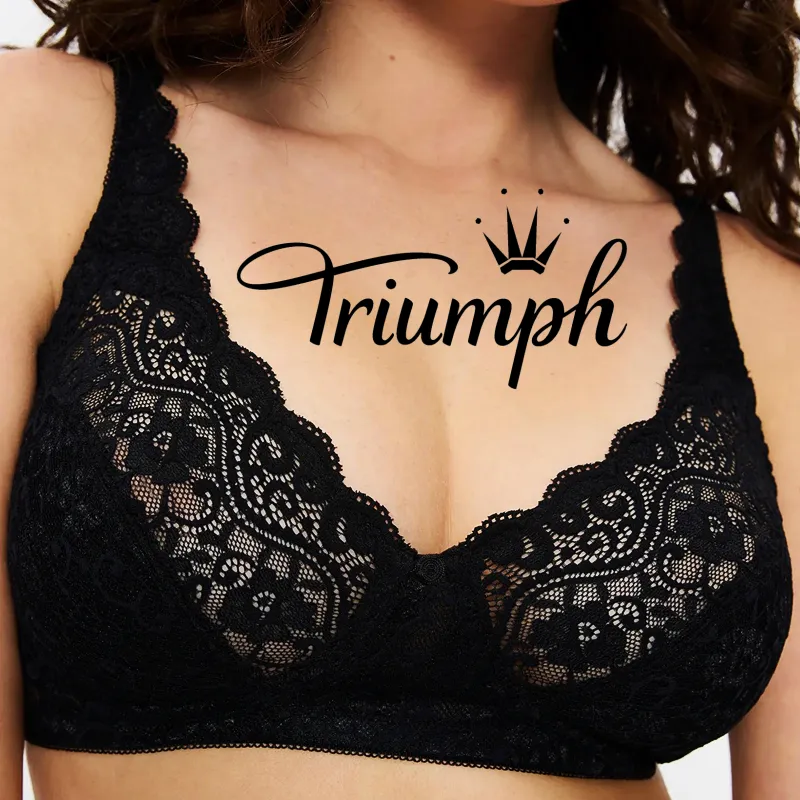 Triumph❣️ (3 bucăți) Sutien confortabil plus dimensiunea dantelă cu broderie florală [65A-120H].