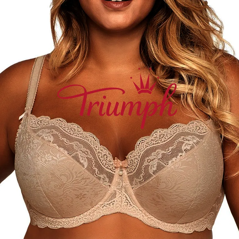 Triumph🎀 (3 bucăți) Sutien confortabil plus dimensiunea dantelă cu broderie florală [65A-120H].