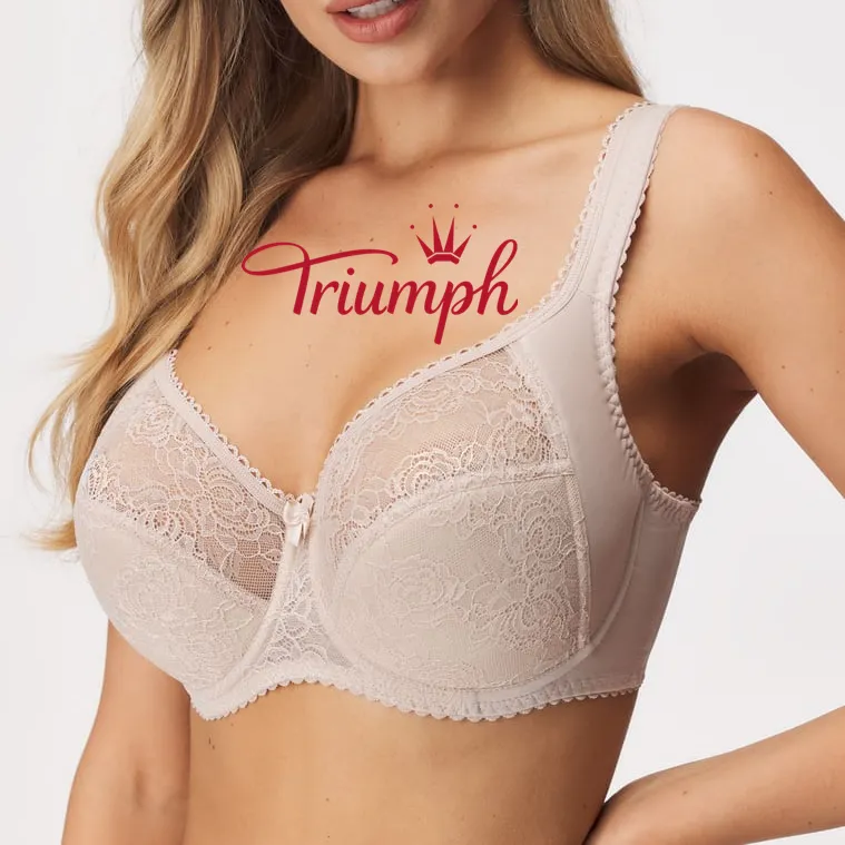 Triumph❤ (3 bucăți) Mână tricotate confortabil dantelă moale plus dimensiunea sutien