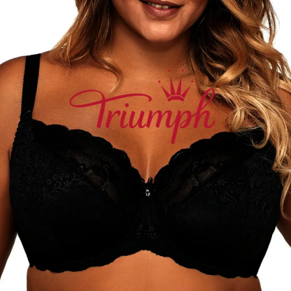 Triumph🎀 (3 bucăți) Sutien confortabil plus dimensiunea dantelă cu broderie florală [65A-120H].