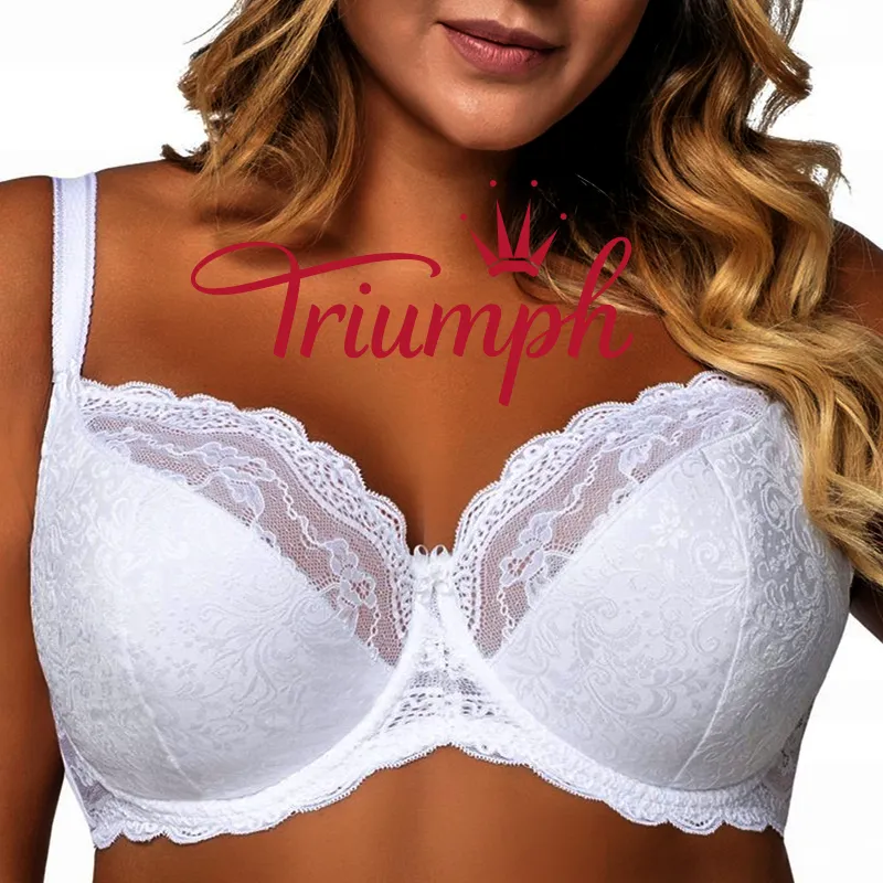 Triumph🎀 (3 bucăți) Sutien confortabil plus dimensiunea dantelă cu broderie florală [65A-120H].