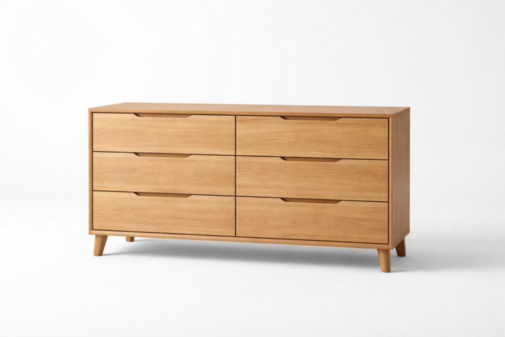 Cassettiera in legno 6 cassetti colore naturale