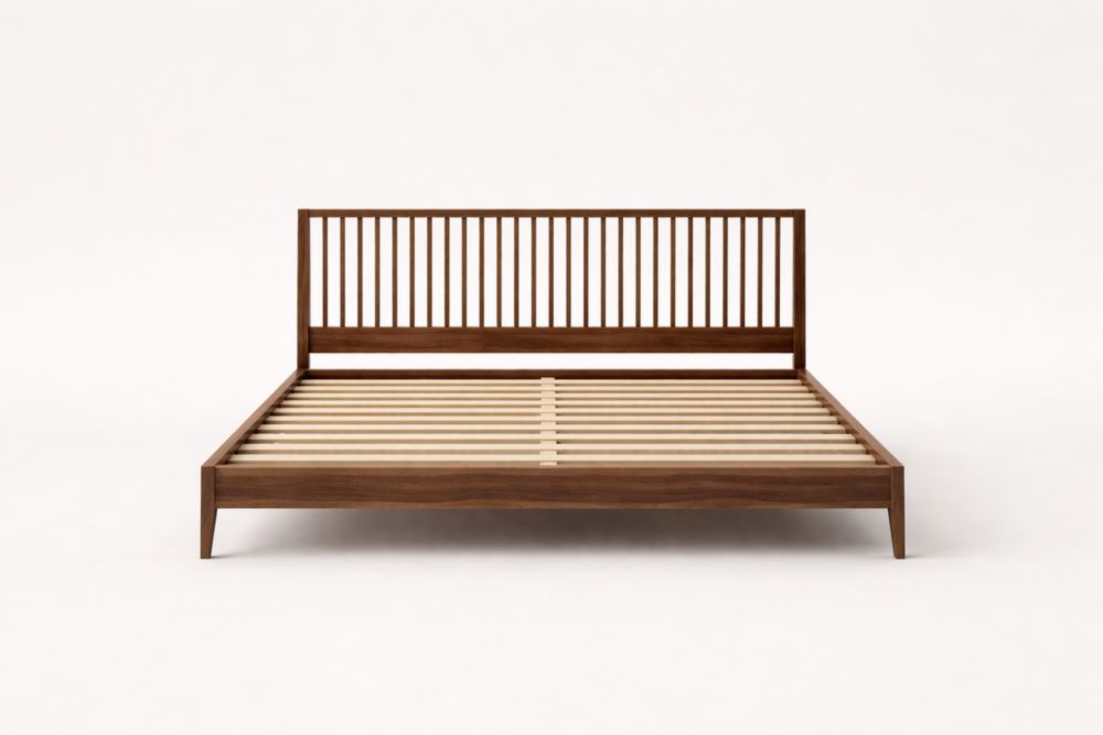 Letto in legno di noce con testiera a doghe 200x160 cm