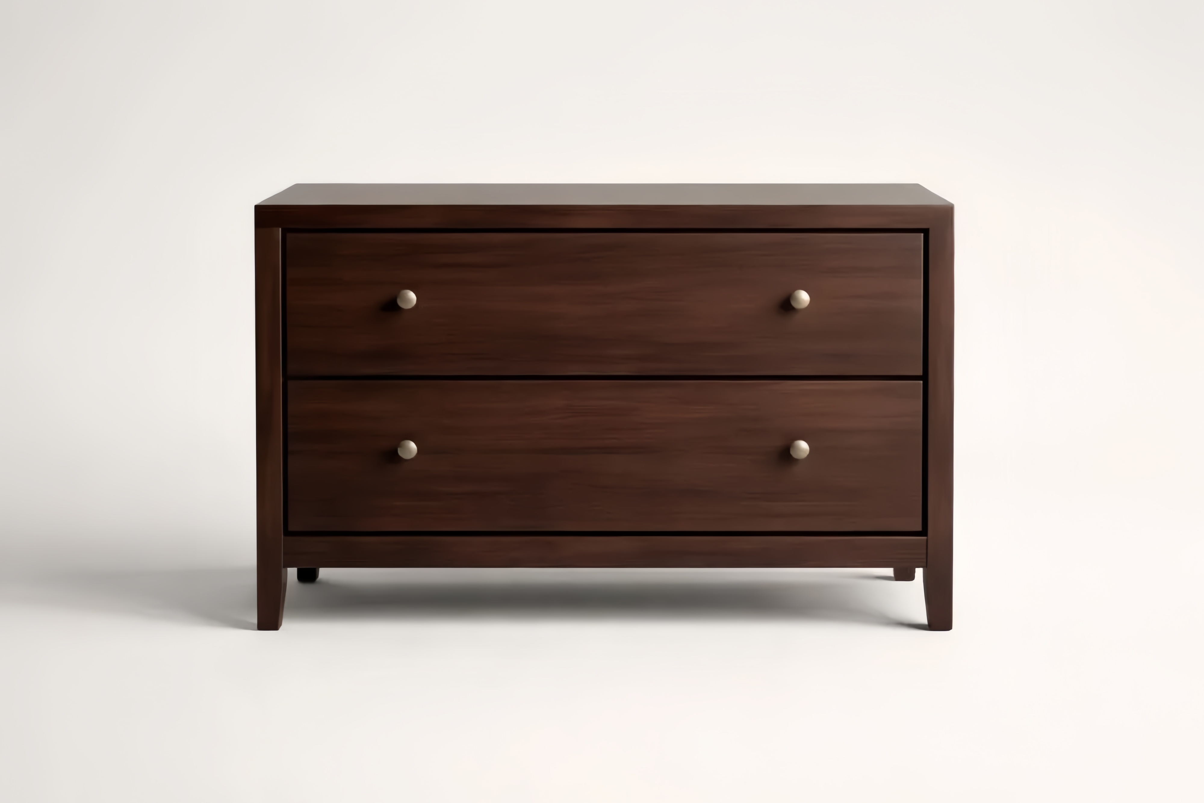 Cassettiera a 2 cassetti in legno massello di colore Marrone scuro