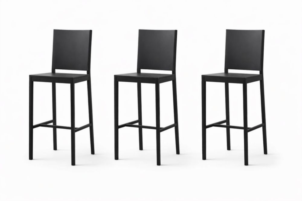 Sgabelli alti in metallo nero set di 3 pezzi