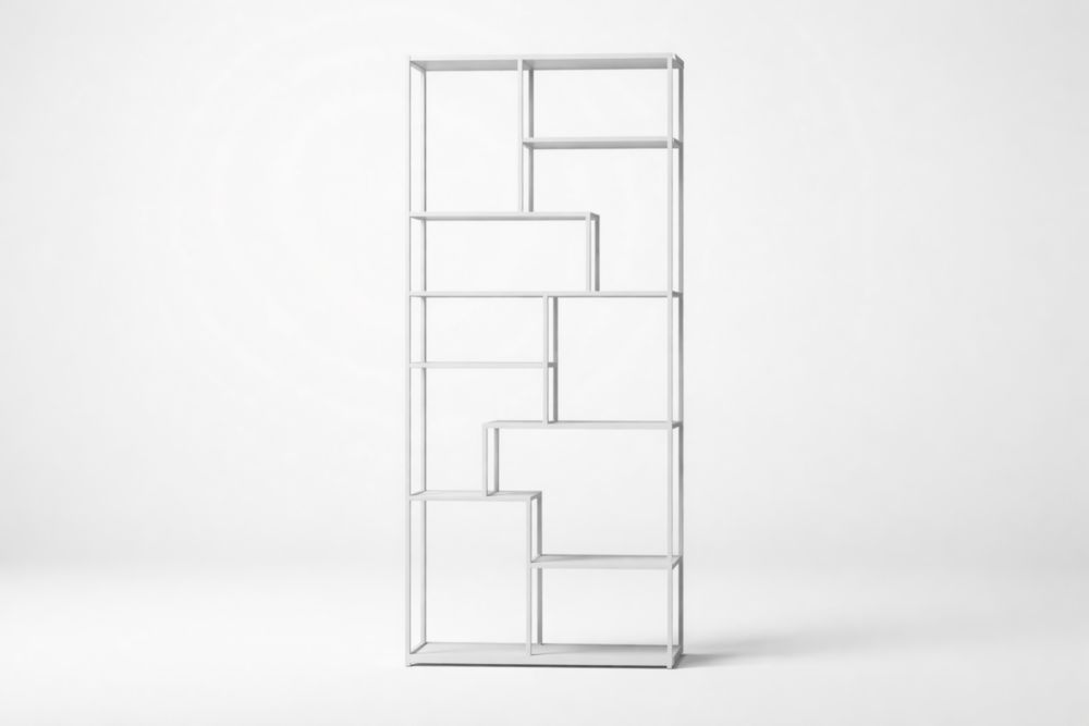 Scaffale portaoggetti in metallo bianco a dieci scomparti