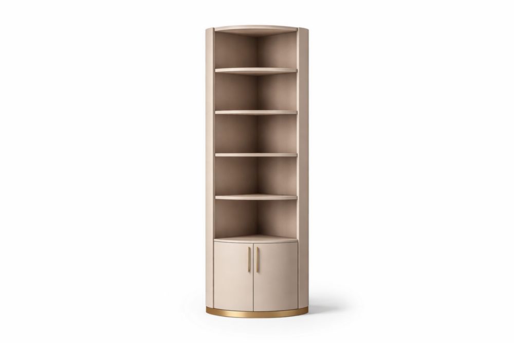 Libreria Angolare in Legno MDF con Ripiani Beige