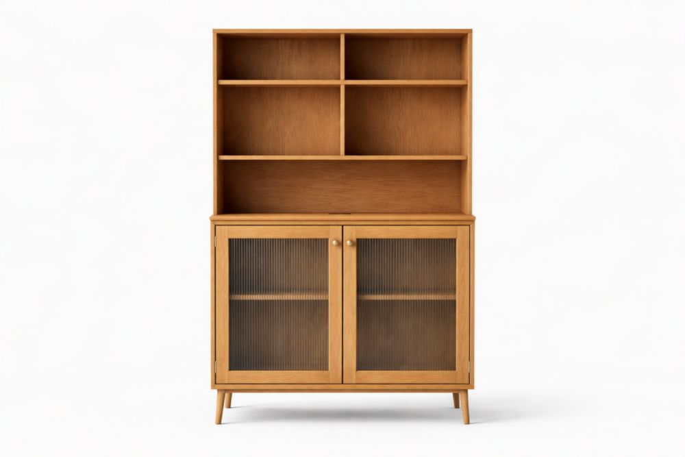 Libreria in Legno con Ante in Vetro Temperato