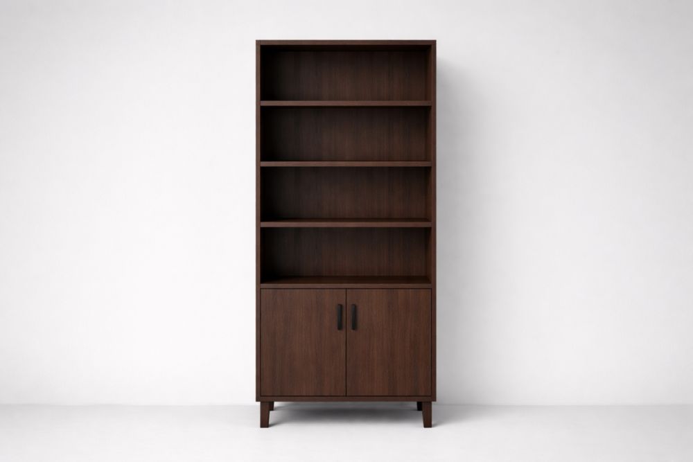 Libreria in Legno con Ripiani Regolabili e Ante Marrone
