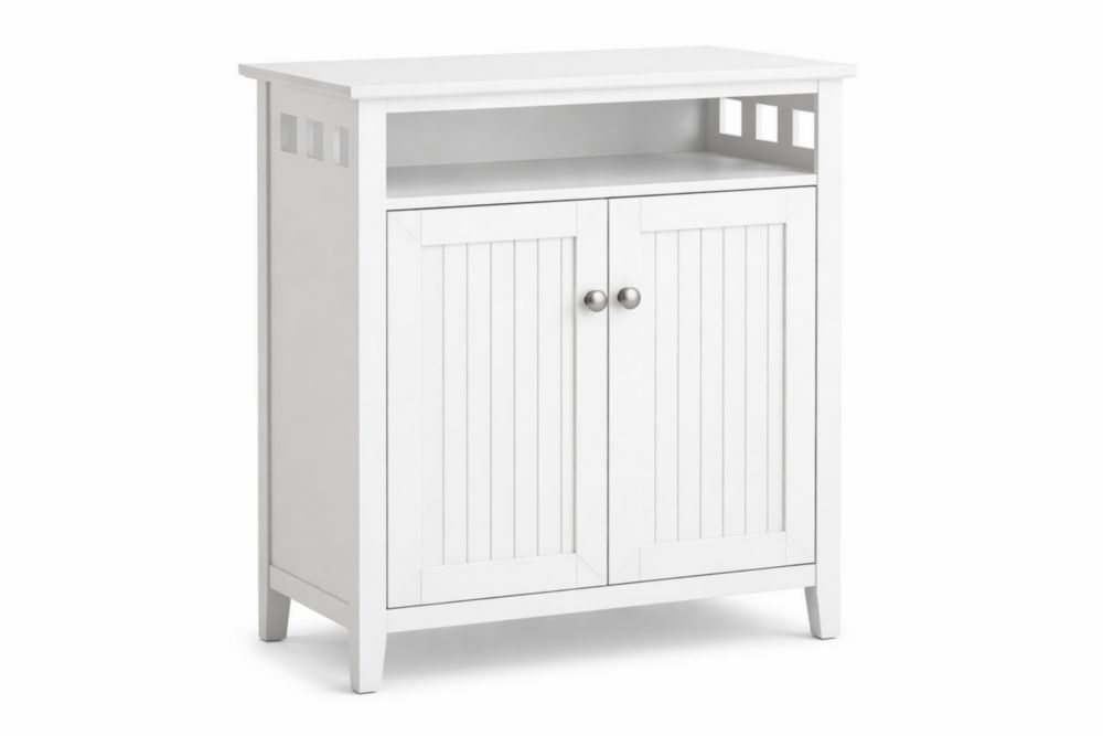 Credenza in Legno MDF Bianco con Ripiano Aperto