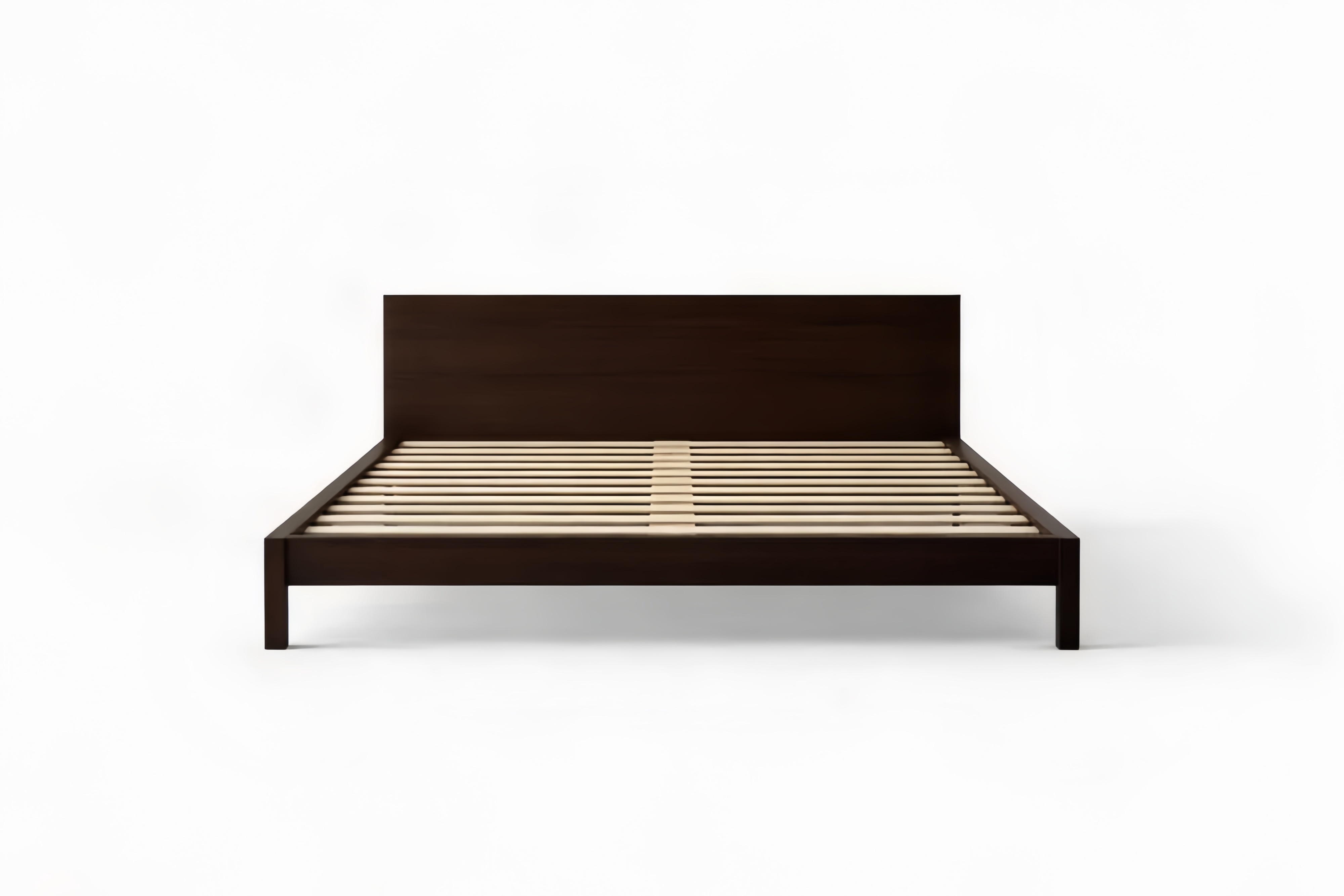 Letto matrimoniale in legno massello marrone con testiera e doghe 200x160 cm