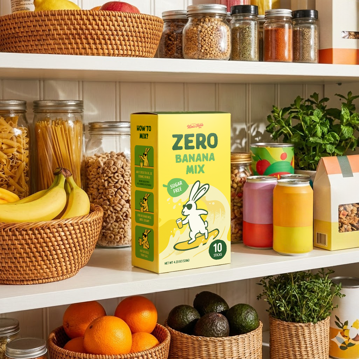 Banana Mix Powder Stick Korean, Zero sugar (0.423 oz X 10 Sticks)