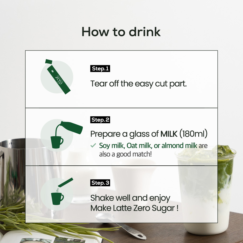 Make Latte Jeju Matcha Latte Mix Zero Sugar 10 Sticks (4.23 Ounces)