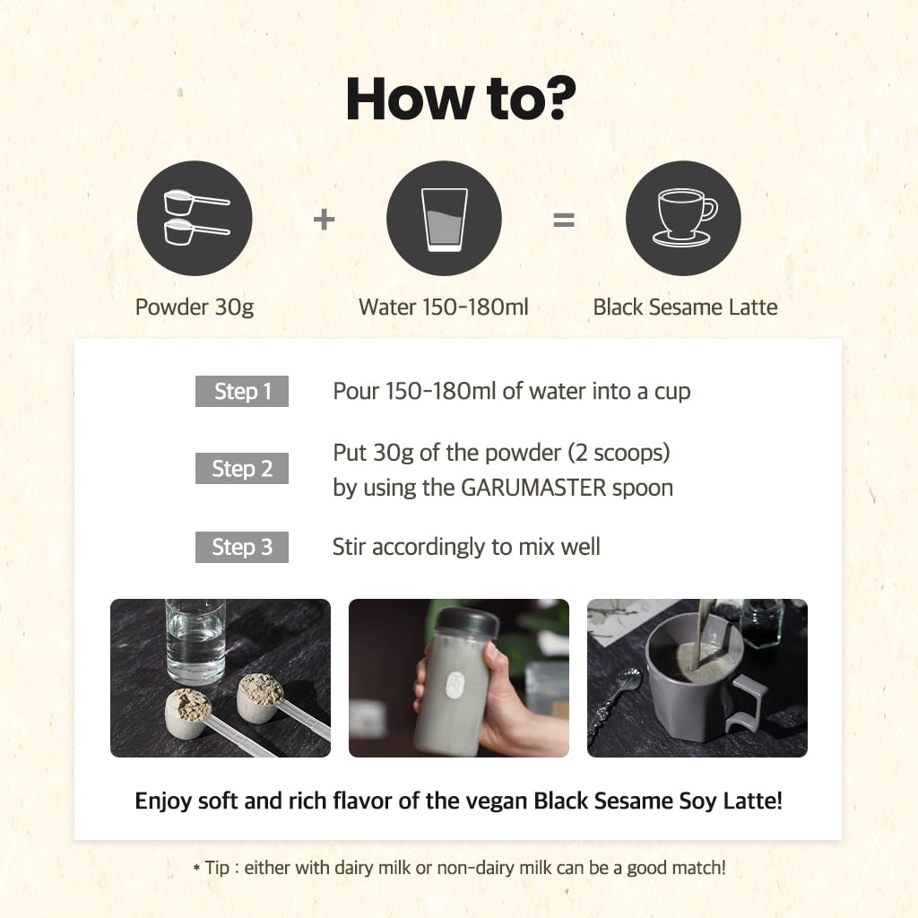 Black Sesame Soy Latte Powder, 17.6 oz (500g), 흑임자 라떼