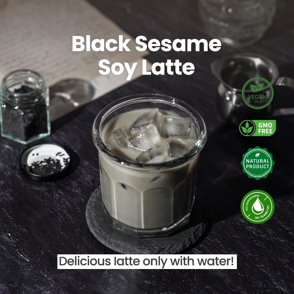 Black Sesame Soy Latte Powder, 17.6 oz (500g), 흑임자 라떼