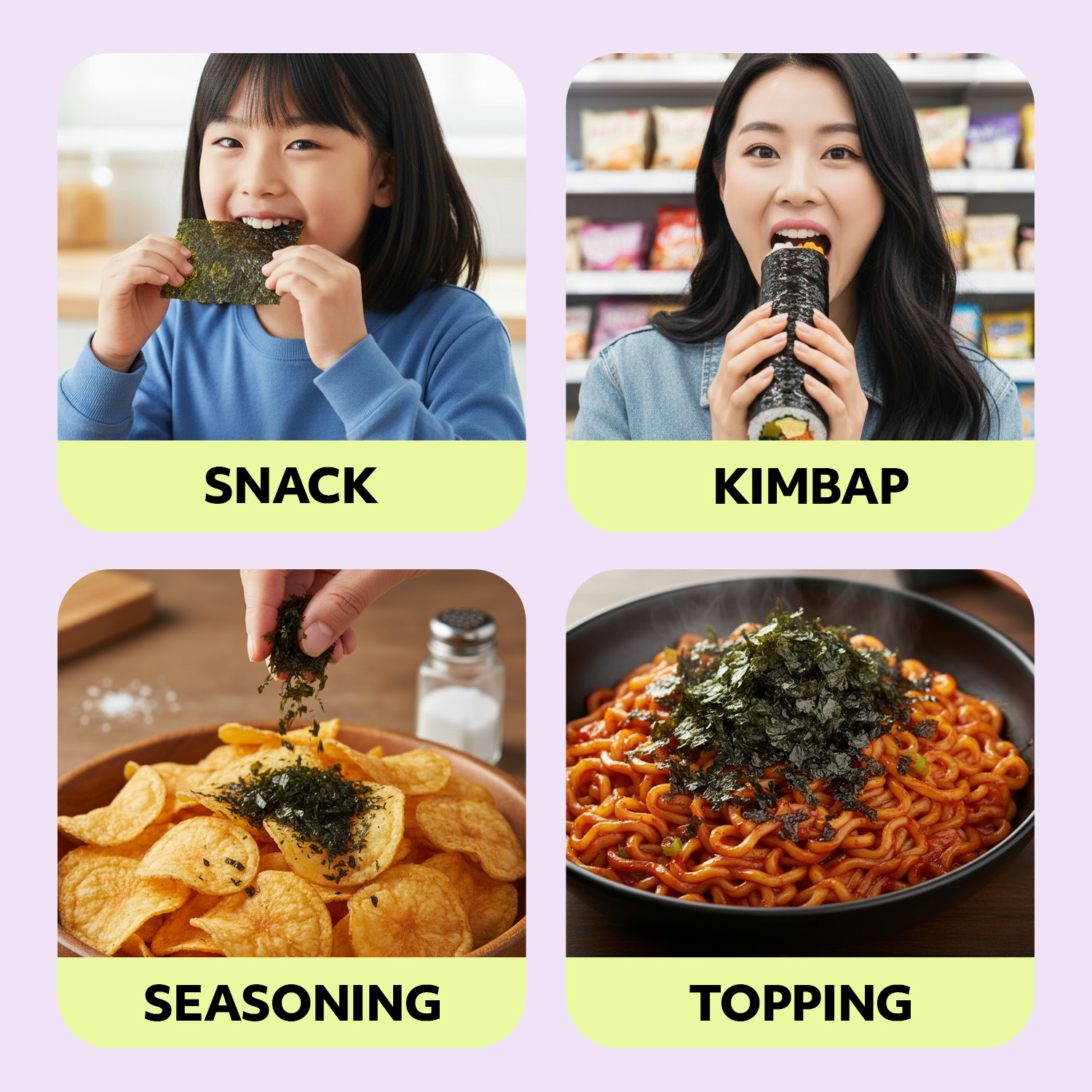 NORI LAND Roasted Seaweed Snack 6 Convenient Packs (0.14oz Each) (Olive Oil)