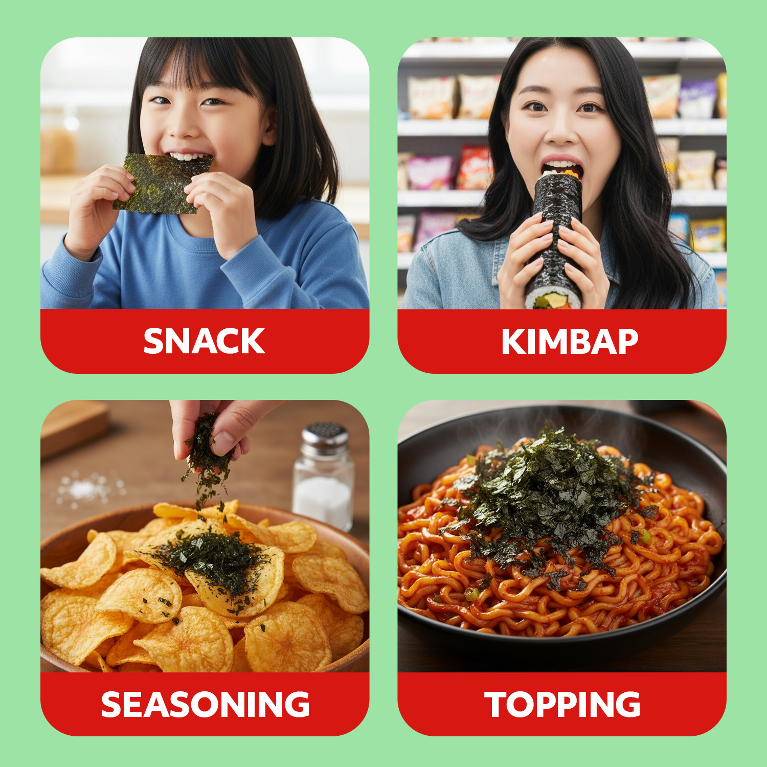 Roasted Seaweed Snack, Spicy Sriracha HOT Flavor 6 Convenient Packs (0.14oz Each)