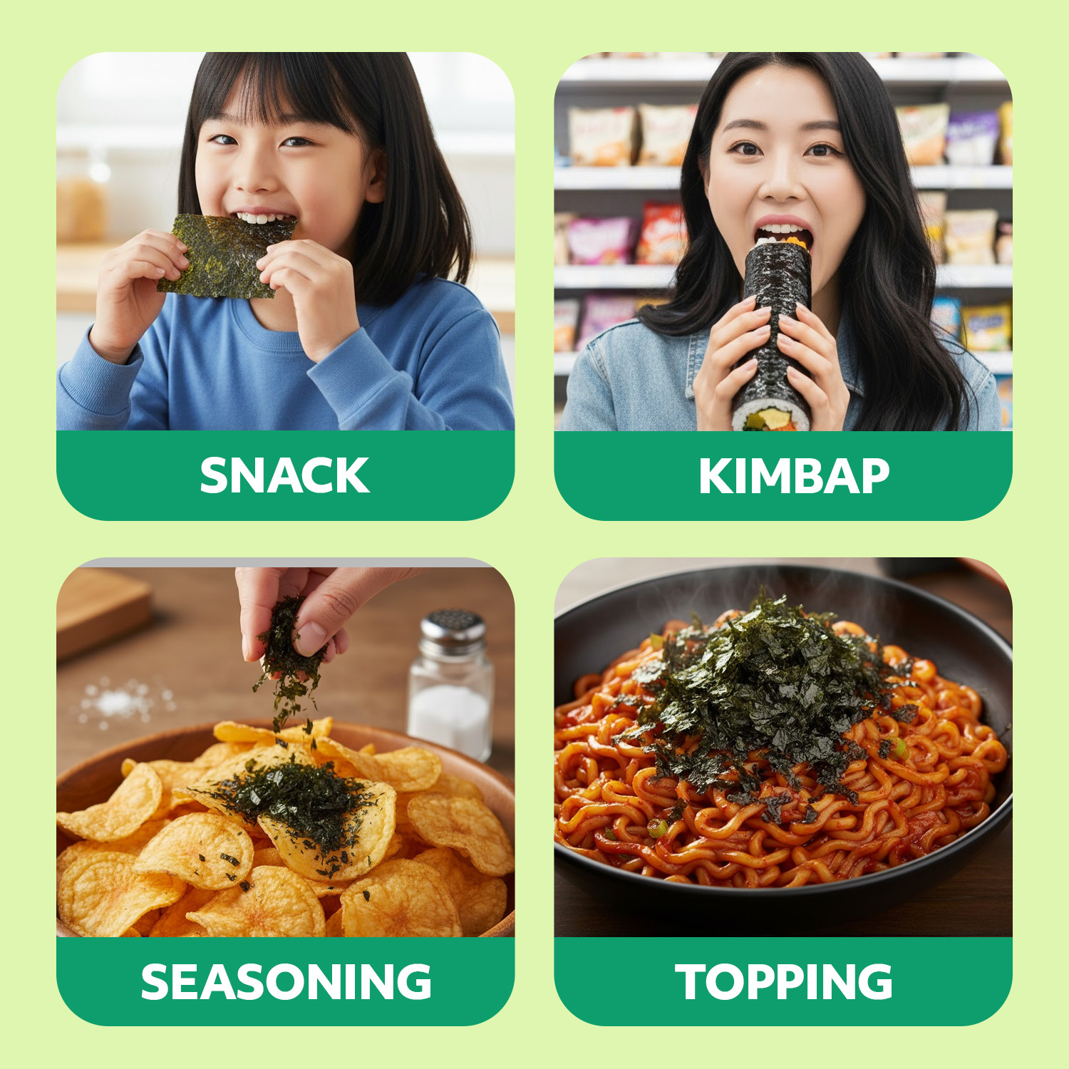 Roasted Seaweed Snack Wasabi Flavor 6 Convenient Packs (0.14oz Each)