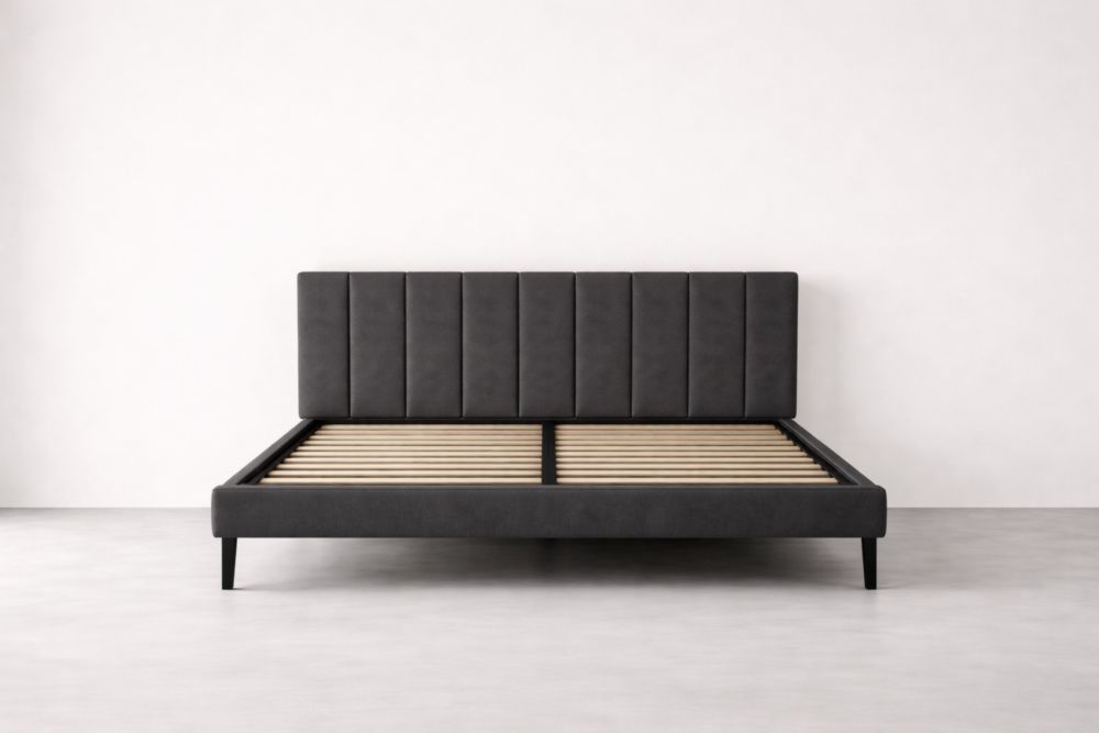 Letto matrimoniale tessuto Nero 160x200 cm