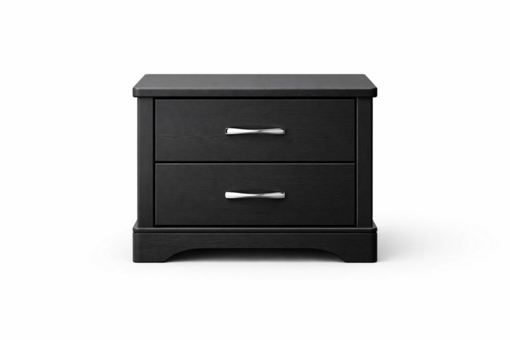 Comodino in legno con cassetti neri