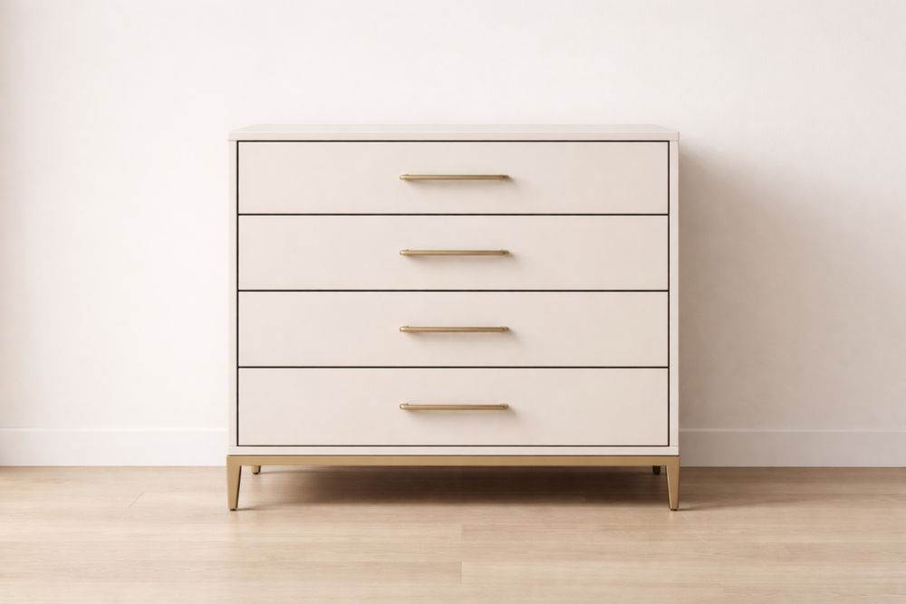 Cassettiera in Legno e Metallo Bianca 80x45x90cm