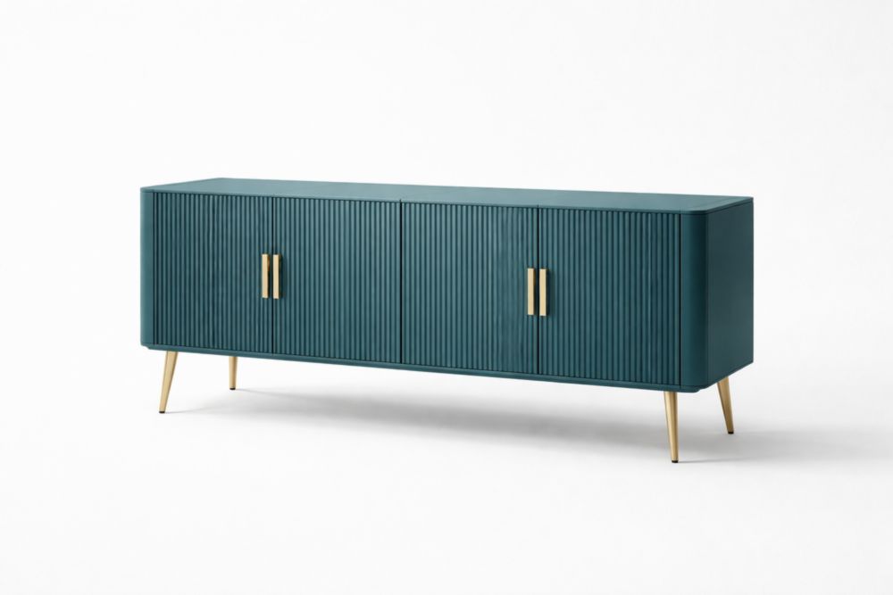 Credenza in Legno MDF con Gambe in Metallo Verde 160x40x80 cm