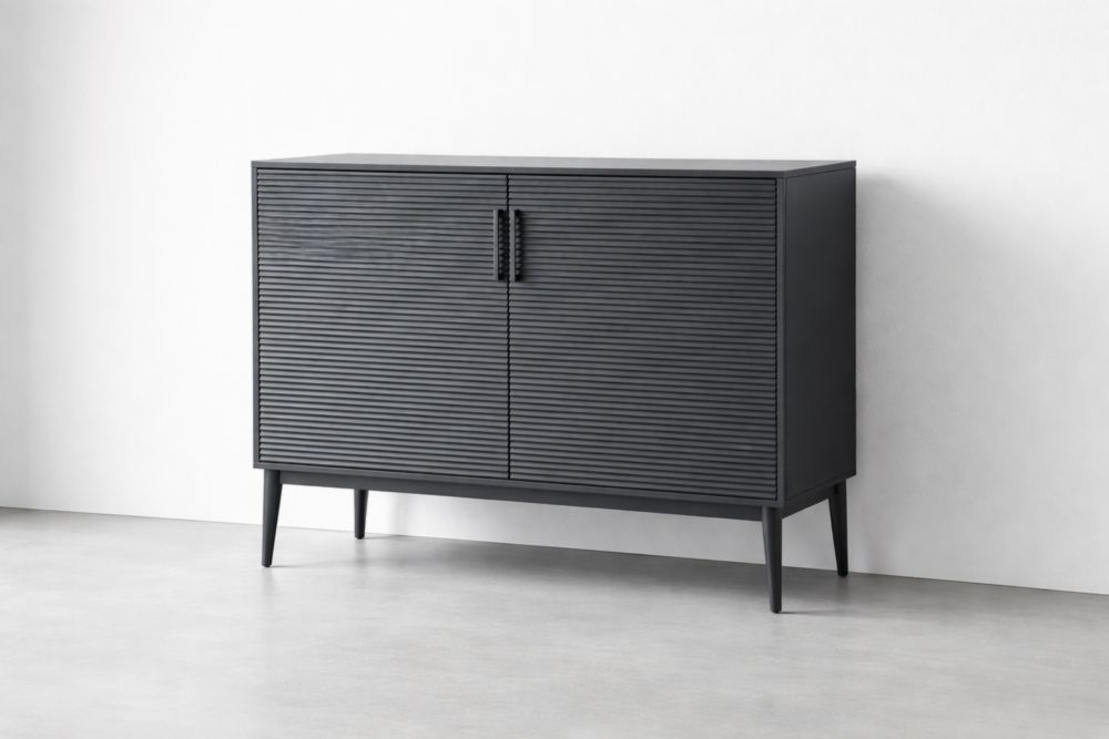 Credenza a due ante in Legno Nero 120x80x40 cm
