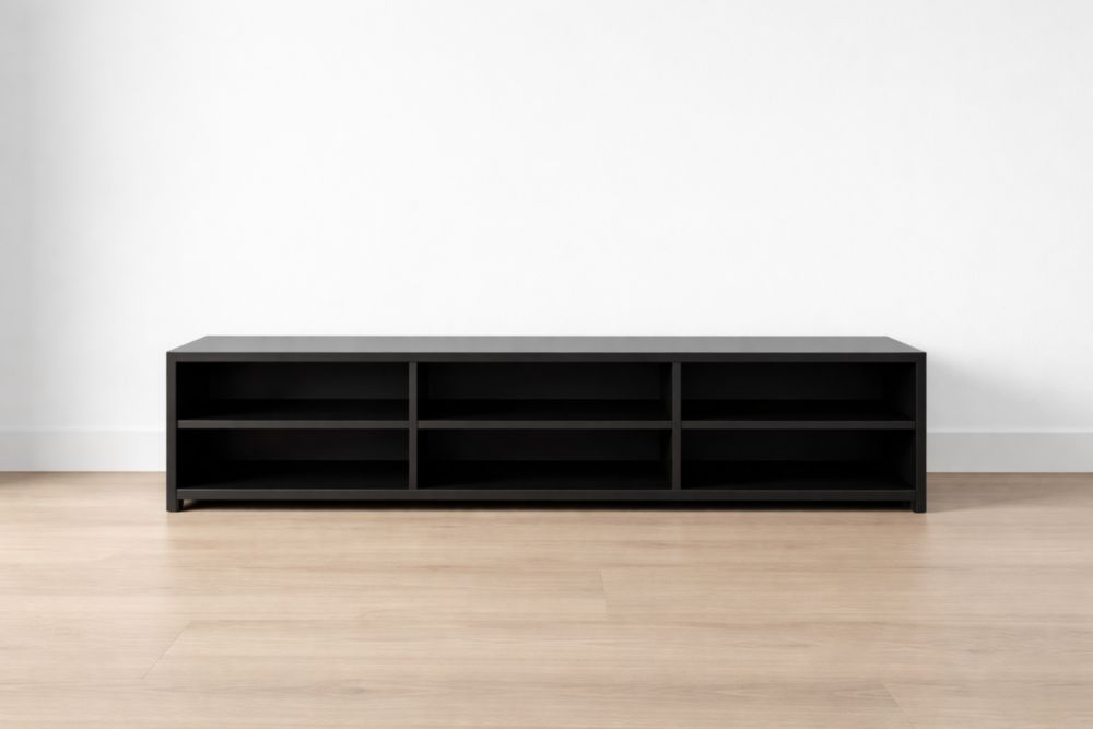 Mobile TV in legno nero 6 scomparti 150x40x35 cm