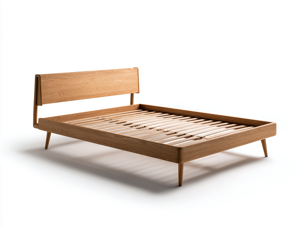 Lit double en bois massif pour chambre 200x180x95 cm - chêne - design minimaliste contemporain-Pineupyard