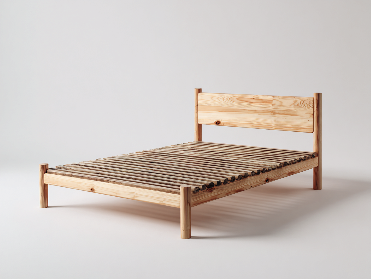 Lit double en bois massif pour chambre 200x160x90 cm - pin naturel - design épuré contemporain-Pineupyard