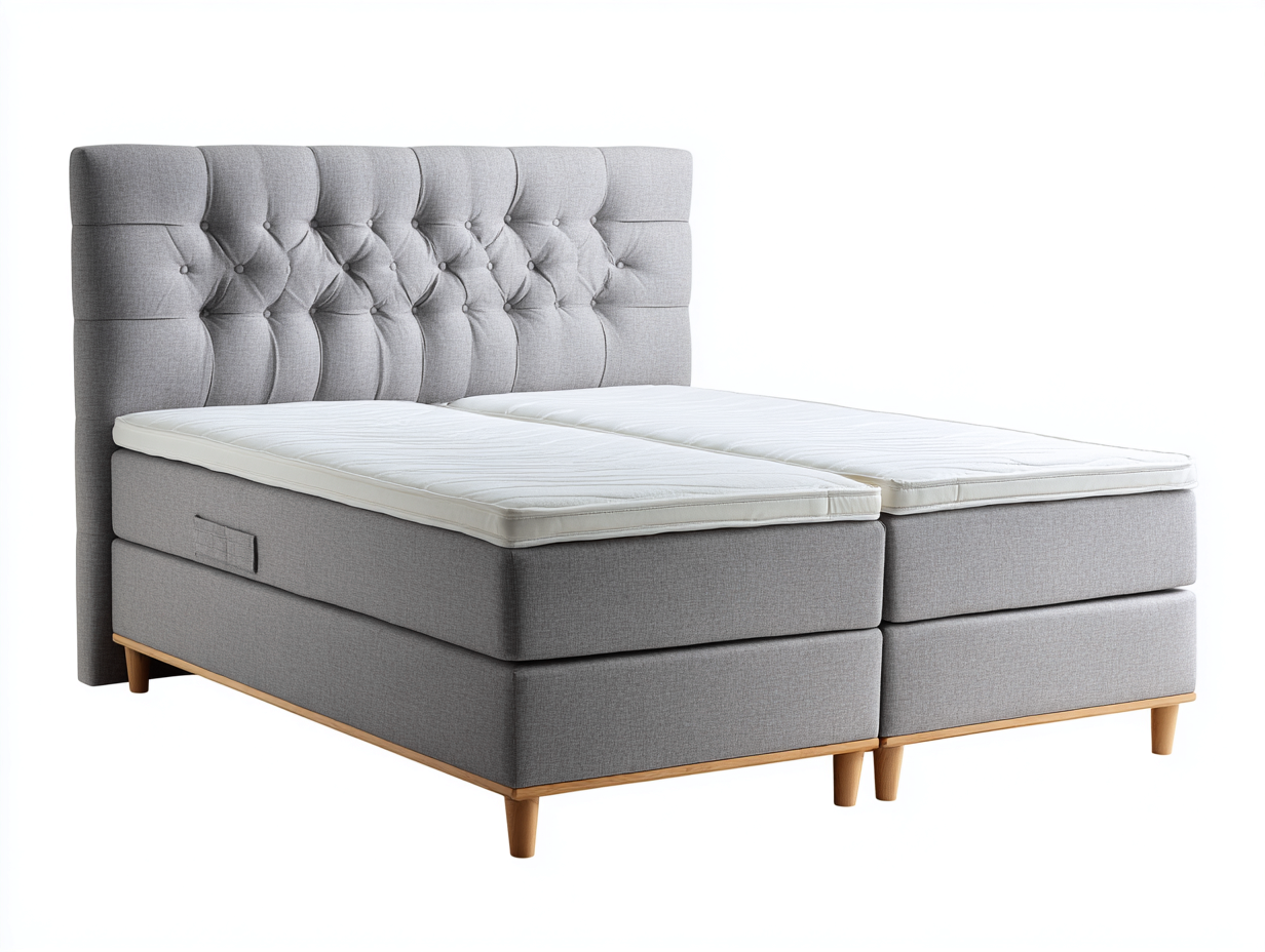 Lit double tapissé en tissu pour chambre 200x180x115 cm - gris clair - design capitonné contemporain-Pineupyard
