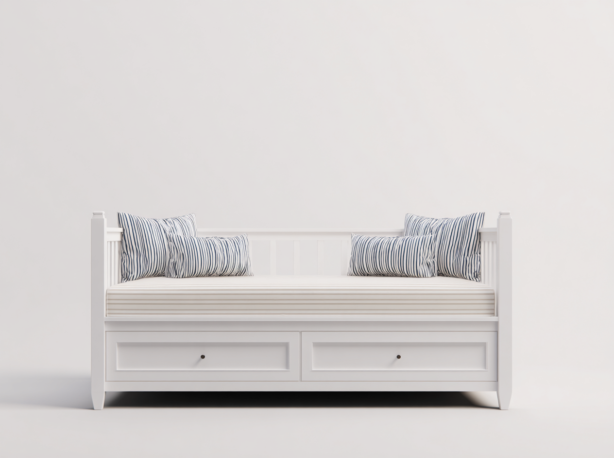 Canapé lit en bois pour chambre 200x90x75 cm - blanc - design classique avec tiroirs de rangement-Pineupyard