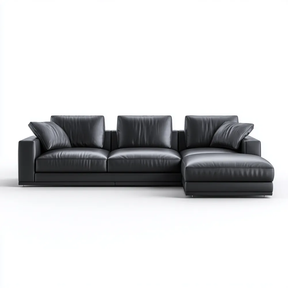 Canapé d'angle en cuir 280x160x85 cm - Noir - Design Contemporain