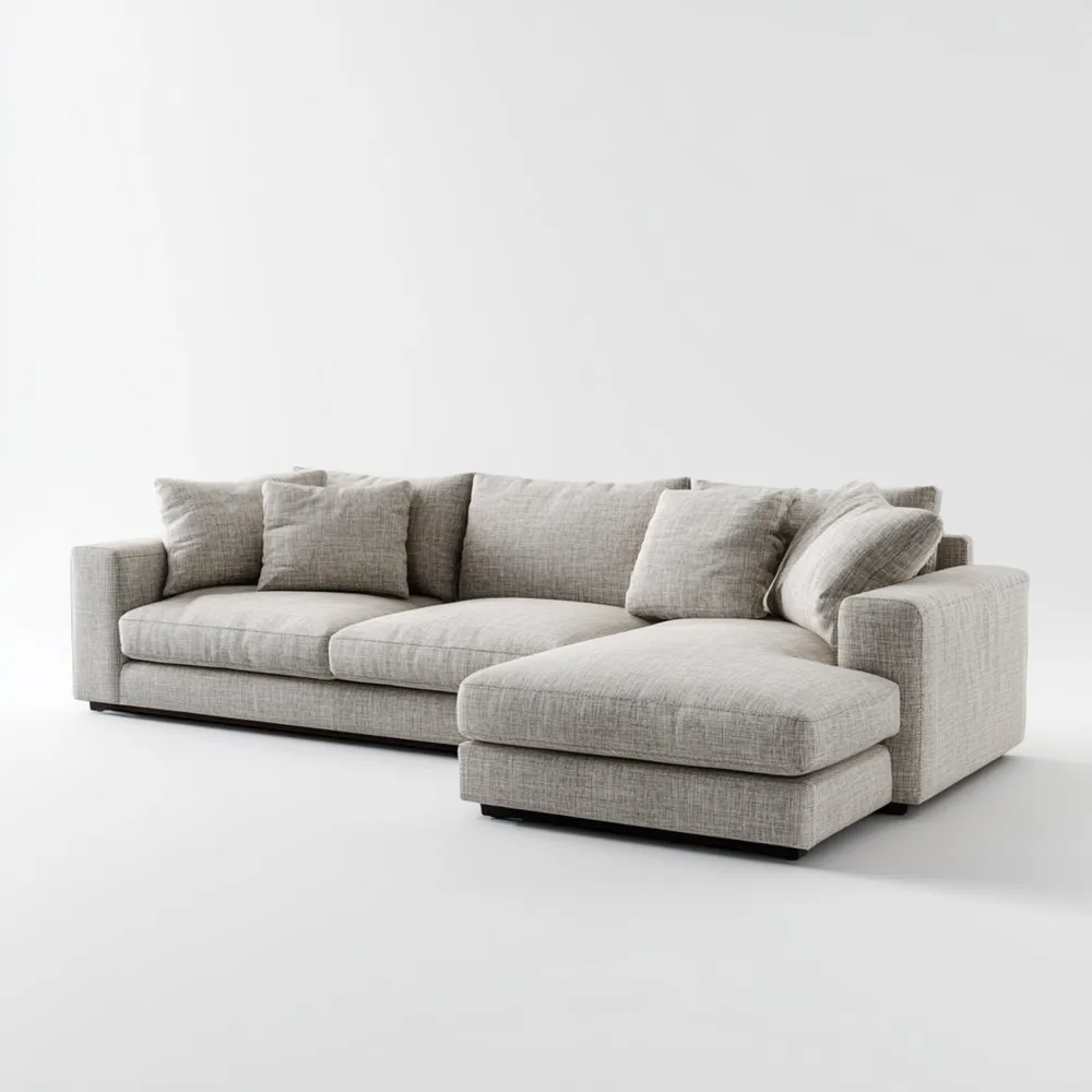 Canapé d'angle tissu 250x150x80 cm – Beige – Design contemporain