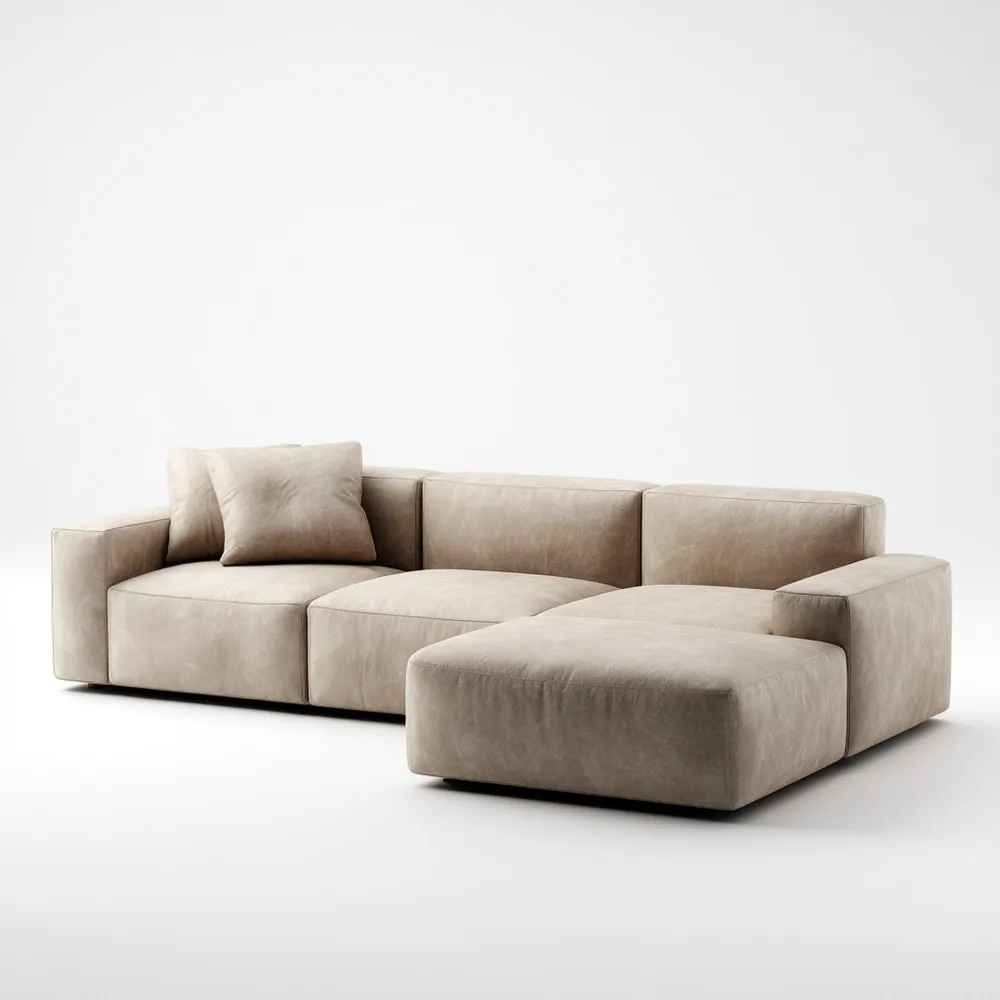 Canapé d'angle en tissu 300x180x70 cm – Beige – Design moderne