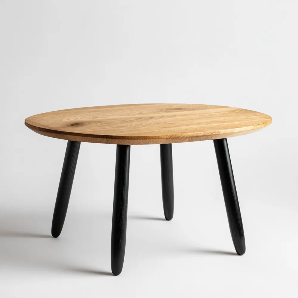 Table basse ronde en chêne - 60x60x45 cm - Design contemporain