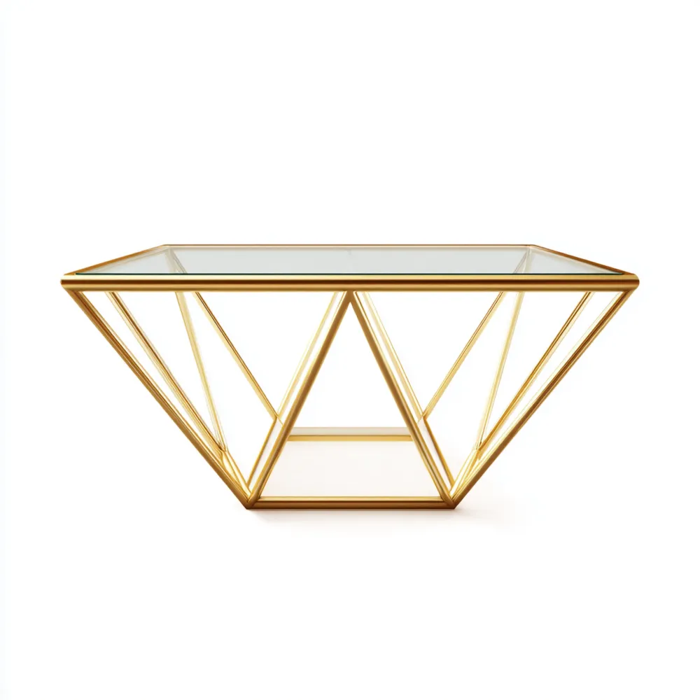 Table basse en verre 110x60x45 cm – Doré – Design contemporain