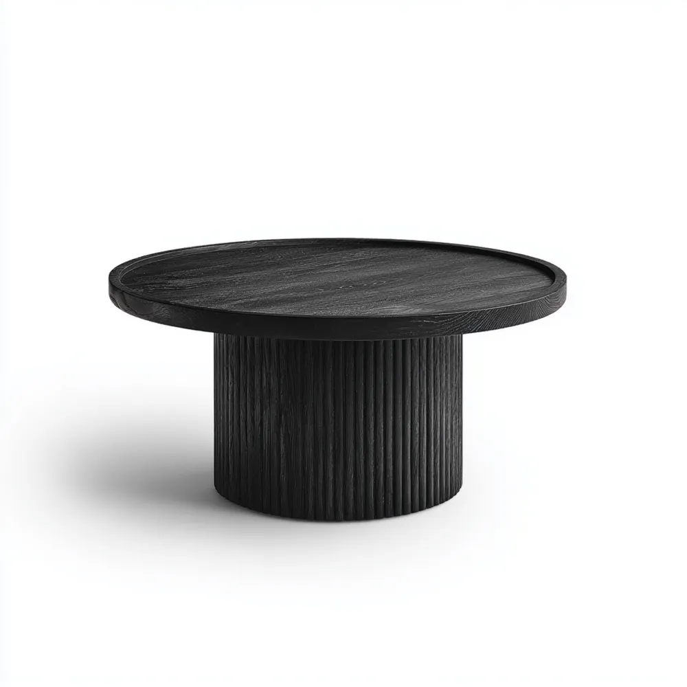 Table basse en bois rond 80x80x40 cm - Noir - Design contemporain