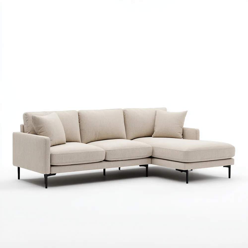 Canapé d'angle Tissu 250x150x85 cm - Beige - Design Contemporain