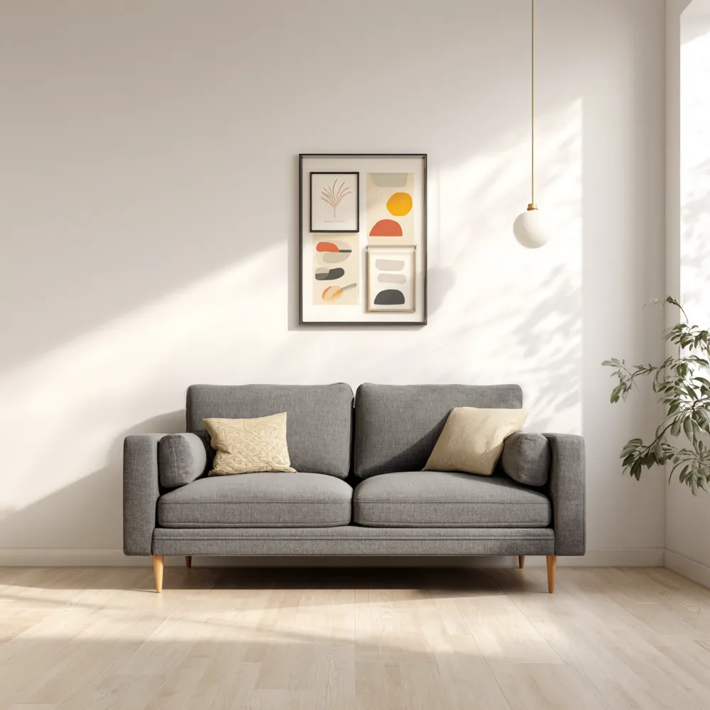 Canapé 2 places Tissu 150x85x90 cm - Gris - Design moderne