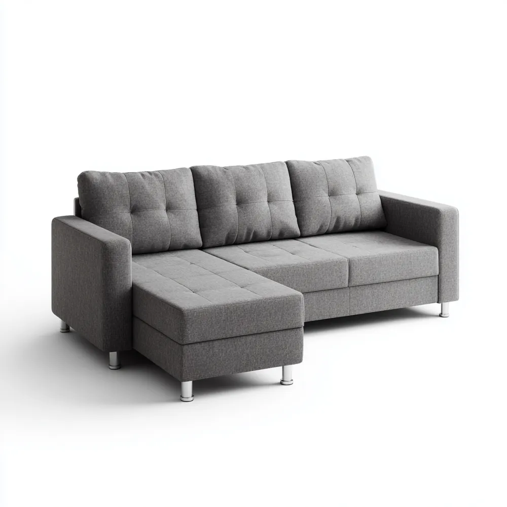 Canapé d'angle tissu 250x150x85 cm - Gris - Design moderne