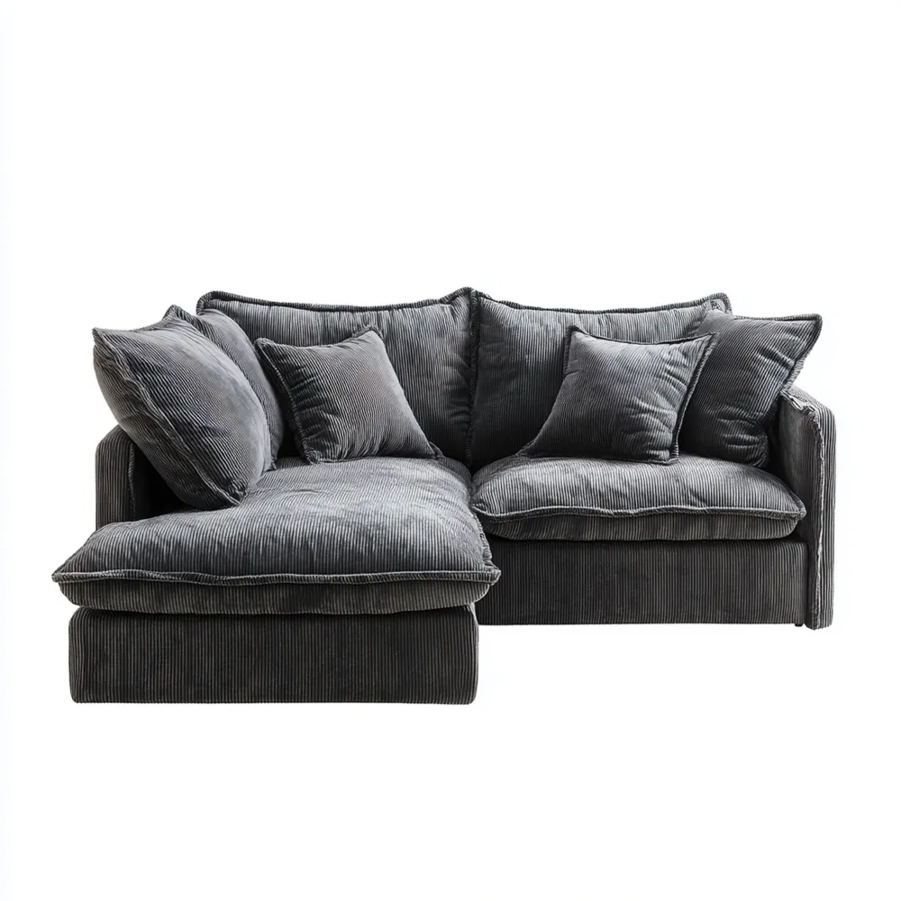 Canapé d'angle Velours côtelé 250x150x85 cm - Gris Foncé