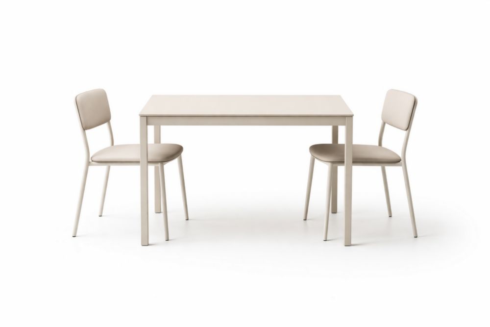 Table Rectangulaire en Métal avec 2 Chaises Beige