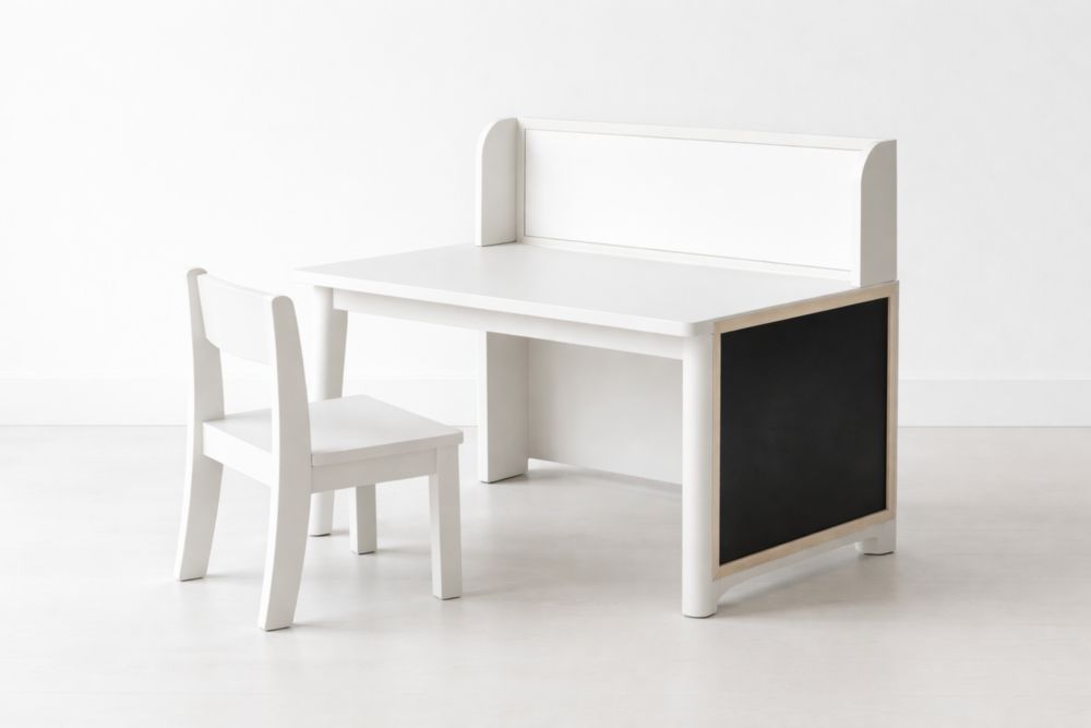 Bureau et Chaise Enfants en Bois avec Tableau Noir