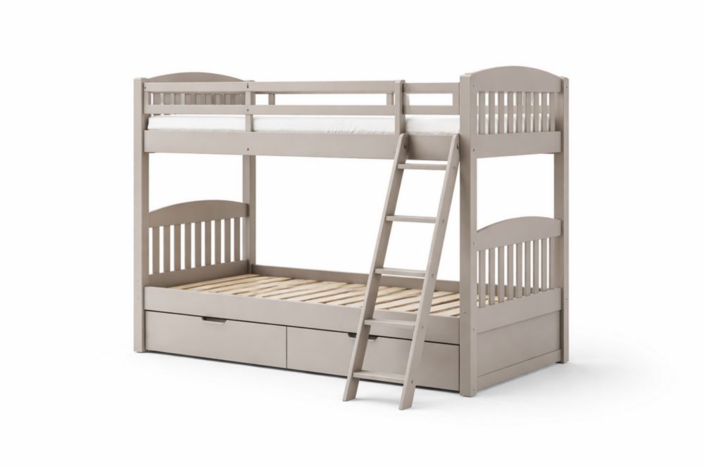 Lit superposé en bois avec échelle et tiroirs de rangement