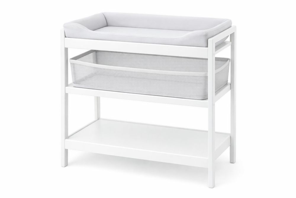 Table à langer en bois MDF blanc avec coussin amovible