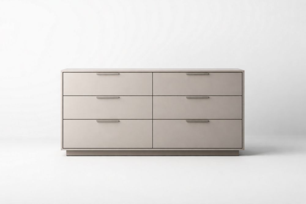 Commode 6 tiroirs en bois aggloméré 150 cm x 90 cm x 40 cm Gris