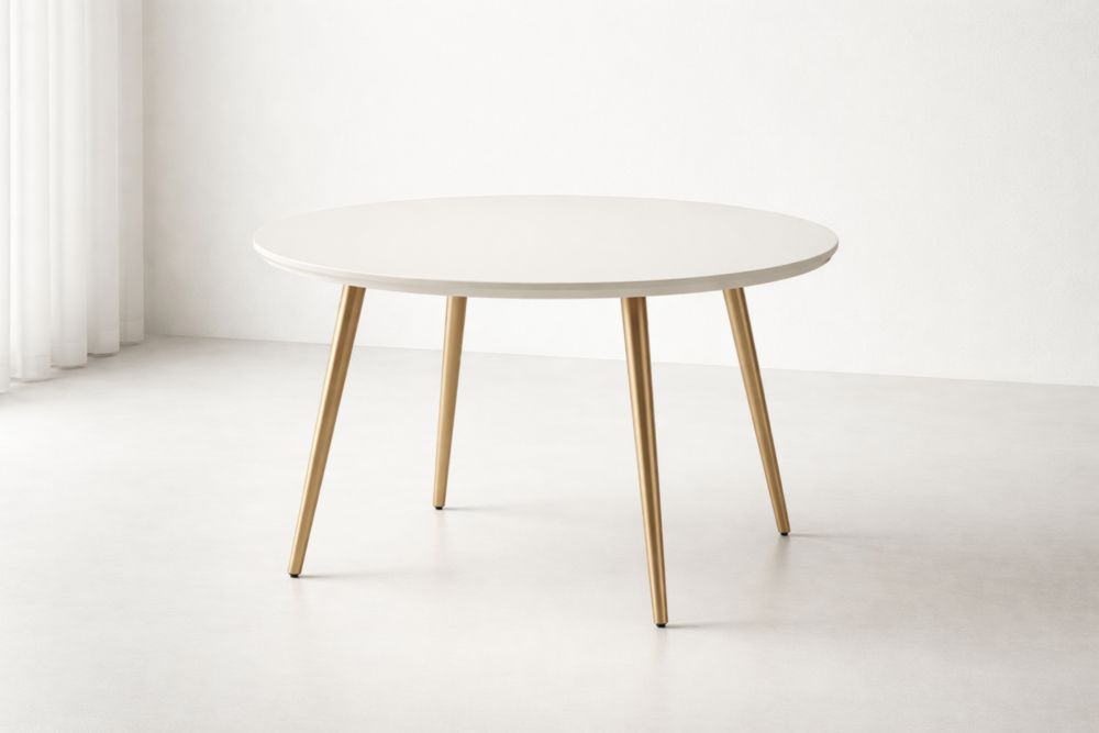Table ronde en bois MDF et pieds en métal 120 cm